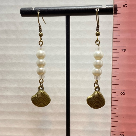 Seashell & Beaded Earrings Handmade - Picture 2 of 2